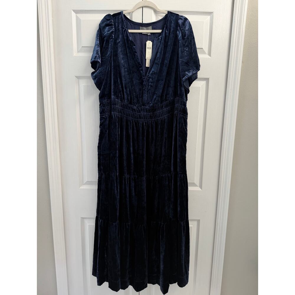 Anthropologie The Somerset Maxi Dress Blue Velvet Edition NWT 2X - Picture 3 of 4